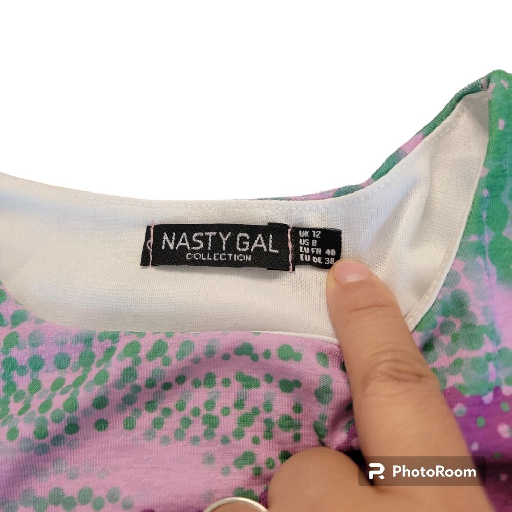 Nasty Gal Tank Top Womens Multi Color Green & Purple Lips Sz 8 - Picture 3 of 5